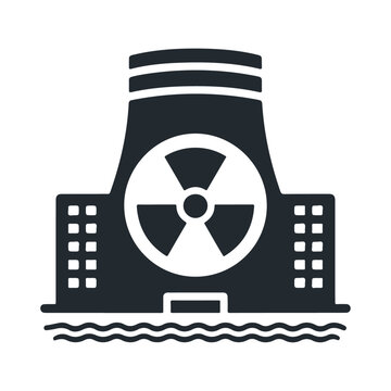 recommend clip art: Black silhouette nuclear power plant vector icon design