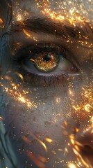 Close Up of a Glowing Eye with Sparkles
