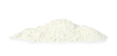 Pile of protein powder isolated on white