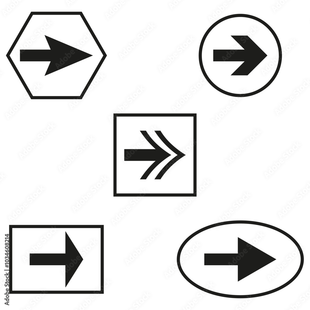 Poster arrow icons set. direction symbols collection. vector pointer shapes. geometric graphic arrows.