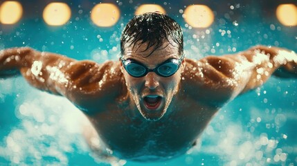 Intense competitive swimming a moment of focus and power in the pool