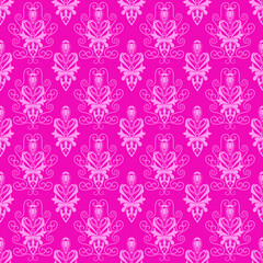 Damask seamless pattern with flowers