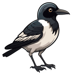 Fototapeta premium Magpie bird cartoon sticker illustration
