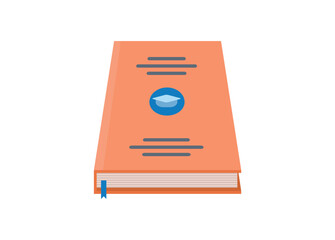 Covered thesis book. Simple flat illustration in perspective view.