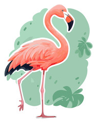 Fototapeta premium Colorful Flamingo cartoon sticker illustration