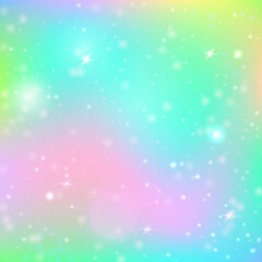 Unicorn Pattern. Yellow Kawaii Hologram. Magic Gradient. Fairytale Magical Effect. Green Mystical Background. Pink Universe Invitation. Rainbow Glitter. Cute Unicorn Pattern.