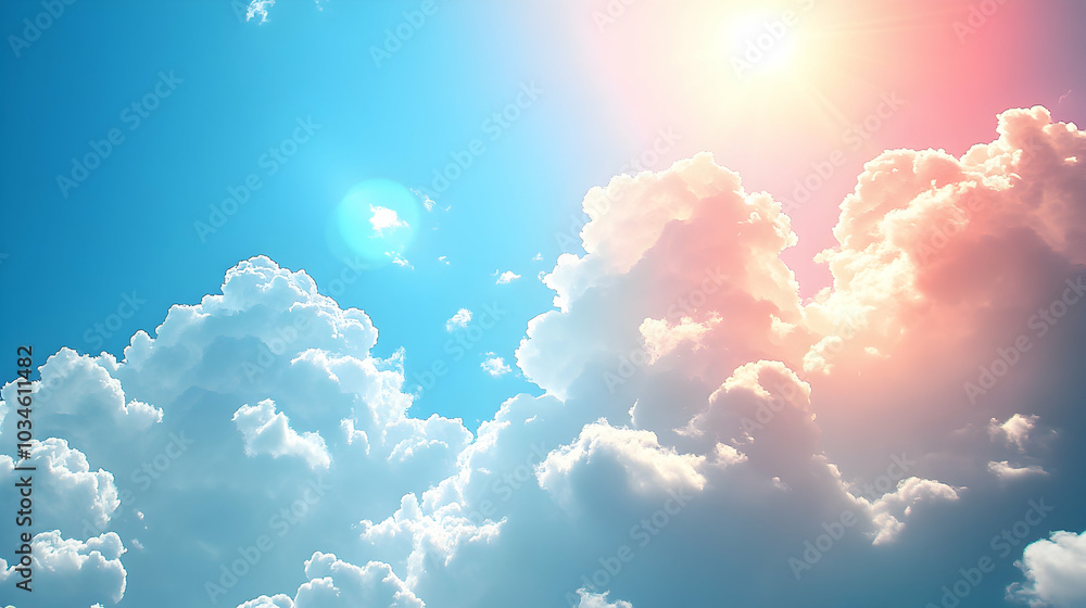 Poster light sky blue gradient background with soft white clouds for elegant design and creative projects