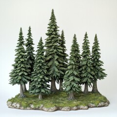 Obraz premium Lush green pine forest a serene retreat surrounded by majestic trees and nature's beauty