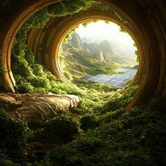 Exploring a sustainable future nature and technology unite in a green oasis