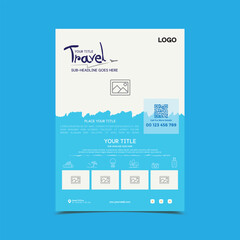 blue color travel flyer template design