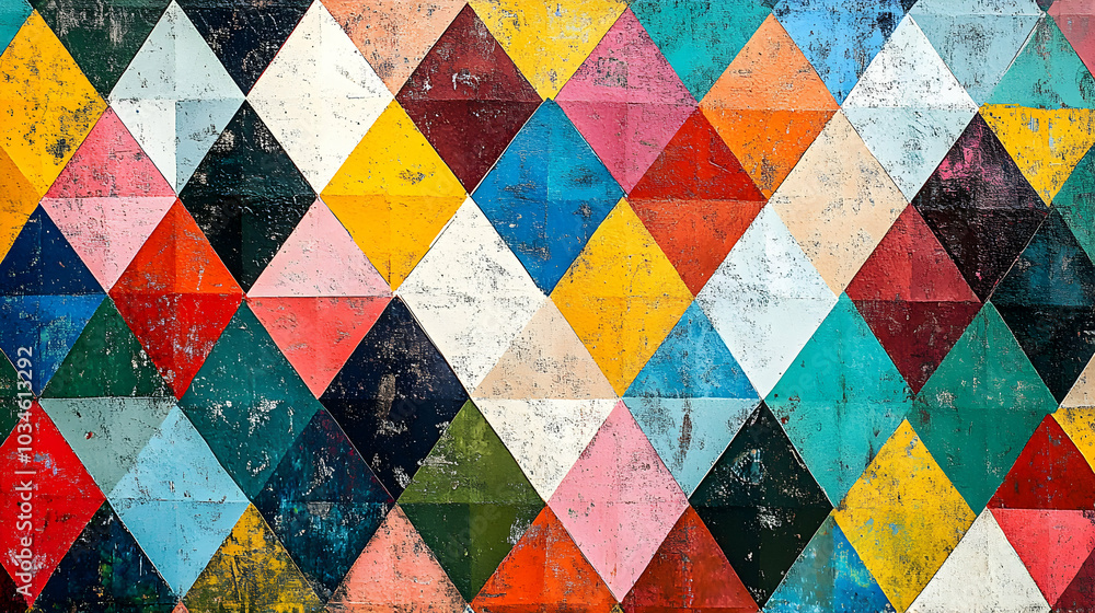 Poster vibrant colorful geometric triangle pattern featuring dynamic shapes and vivid hues