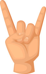Rock hand gesture. Punk music cartoon symbol