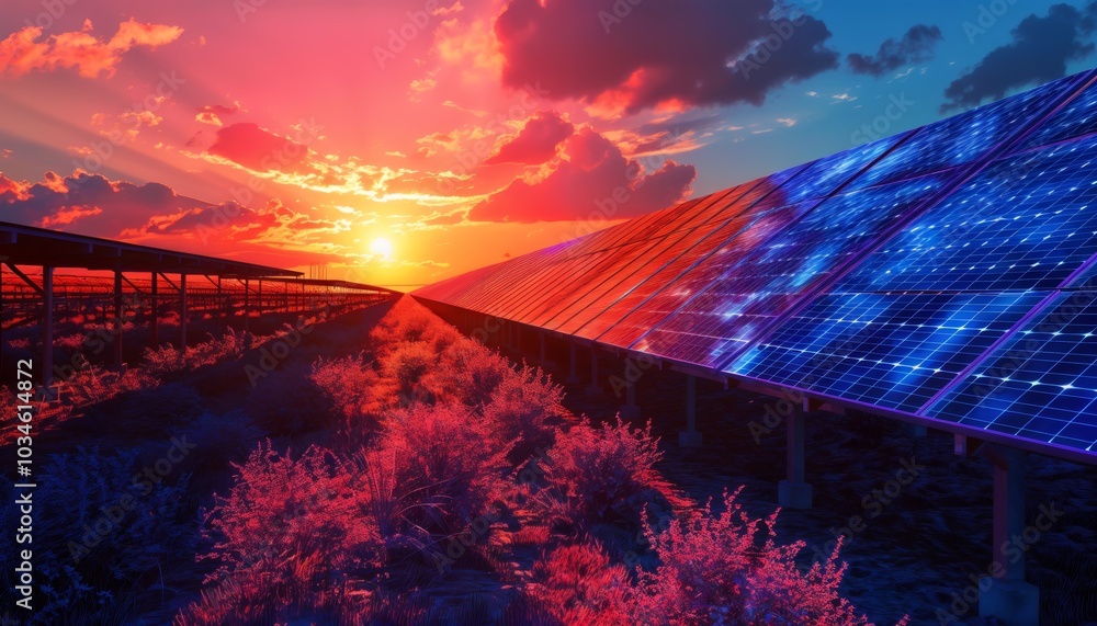 Poster ai platform analyzing data from solar energy sources and environmental impact
