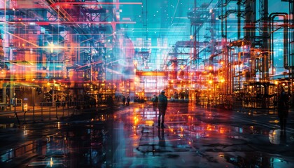 Naklejka premium Innovative holographic projections transforming complex infrastructure design