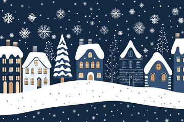 Fototapeta premium Winter snowy town at night