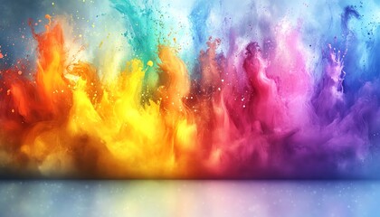 Obraz premium Vibrant abstract 3D rendering of a rainbow ink splatter background