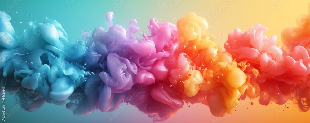 Aufkleber abstract 3d rendering featuring a rainbow color ink splatter background