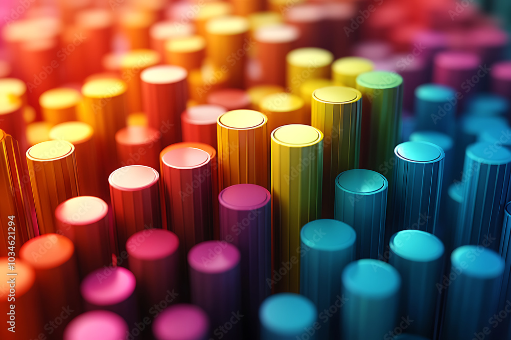 Poster a dynamic 3d data visualization displaying colorful chart bars, illustrating business analytics, sta