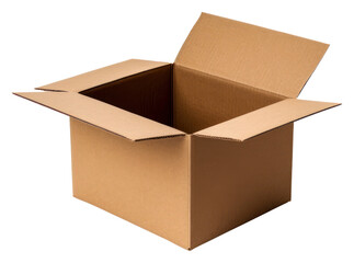 PNG Brown box open cardboard carton white background.