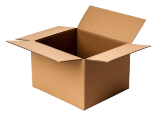 PNG Brown box open cardboard carton white background.