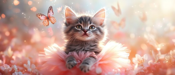 Adorable cat ballerina dressed in a tutu