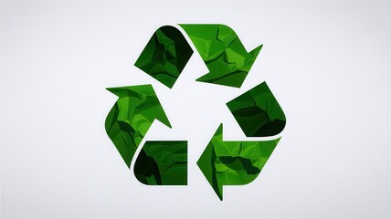 Obraz premium Recycling symbol with green textures on a white isolated background