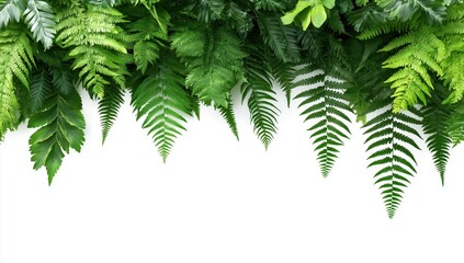 Obraz premium Lush Green Foliage Background with Tropical Fern Leaves in Rainforest Jungle Scenery Vibrant and Verdant Natural Backdrop with Fresh Leafy Plants and Vegetation in Serene Forest Environment
