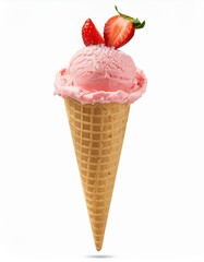 Strawberry ice cream cone