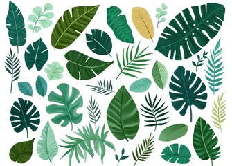 Obraz premium Vibrant Tropical Leaves Collage Exotic Foliage Botanical Background for Nature Concepts