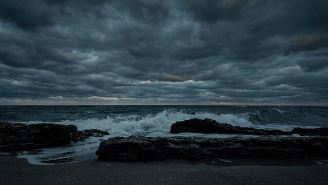 Evening dramatic sky with storm clouds