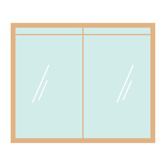 Naklejka premium Tall window with wooden frame for home decor, Vector