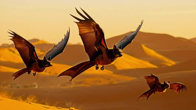 Flying Foxes Across the Golden Desert