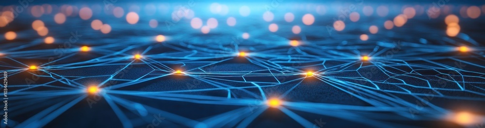 Poster abstract digital network background with glowing lights.