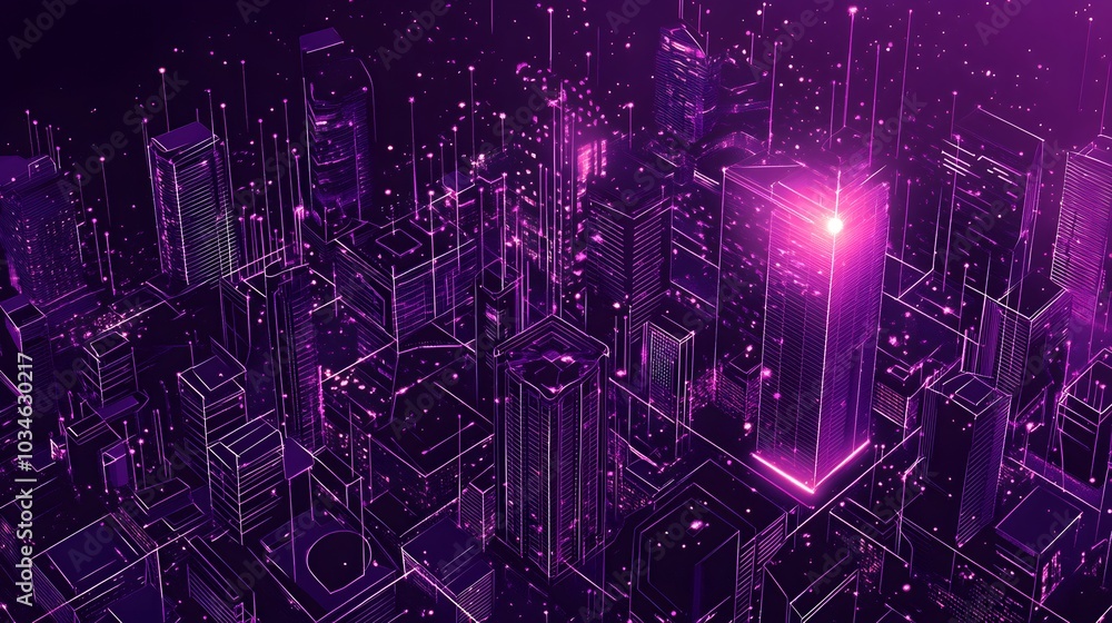 Aufkleber a colorful, abstract image with purple lines and numbers. the background is a deep shade of purple, 