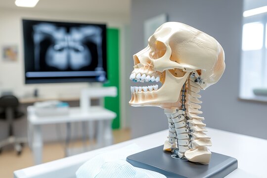 A dentist performing a jaw alignment check, with focus on the lower jaw (mandible)
