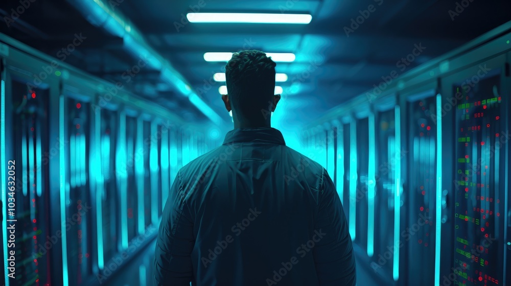 Poster exploring the depths of modern data centers a glimpse into technology's backbone