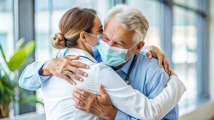 patient expresses gratitude and embraces doctor warmly