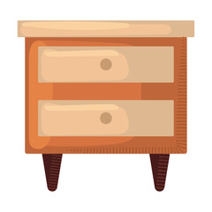 Two-drawer wooden nightstand for bedroom furniture, Vector