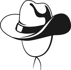 Cowboy hat icon. Black western sheriff symbol