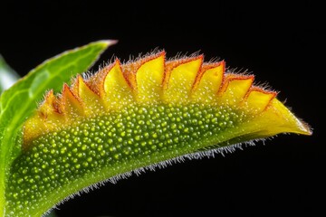 Naklejka premium A hyper-detailed close-up of a Bugleweed bloom, showing tiny hairs and veins on the petals