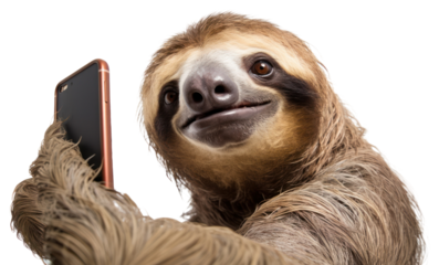 PNG Selfie sloth wildlife animal mammal.