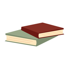 Stack of two books in red and green for study or decor, Vector