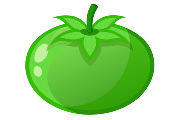  Green tomato on white background