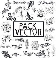 Border decoration elements and round frames in one mega pack set