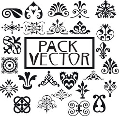 Border decoration elements and round frames in one mega pack set