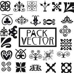 Border decoration elements and round frames in one mega pack set