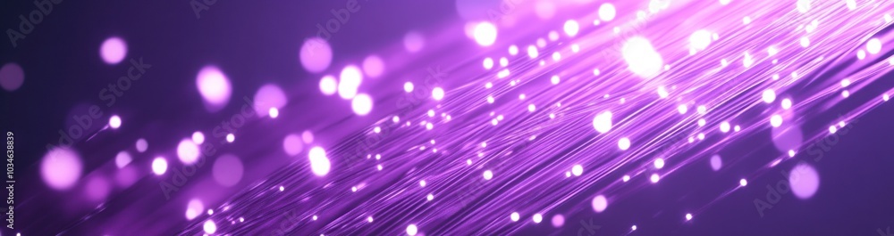 Poster abstract background with glowing purple lines and bokeh lights.