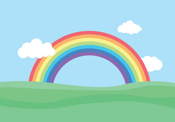 rainbow and clouds in the sky, Vector design