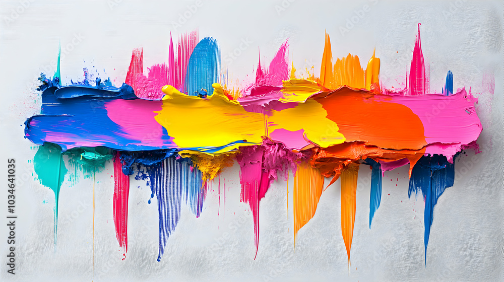 Poster a vibrant splash of neon paint creating dynamic patterns against a clean white backdrop