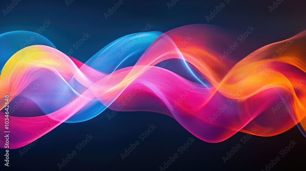 Aufkleber vibrant colors create a dynamic interplay of light waves set against a dark backdrop